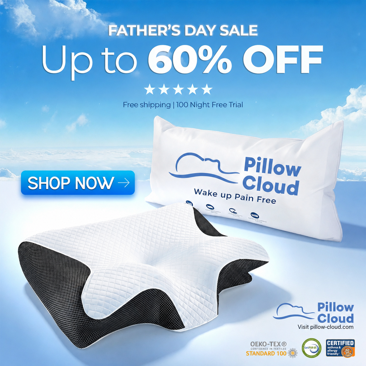 The Pillow That Silences Snoring - By Fixing Your Sleep Posture | Father's Day 60% OFF