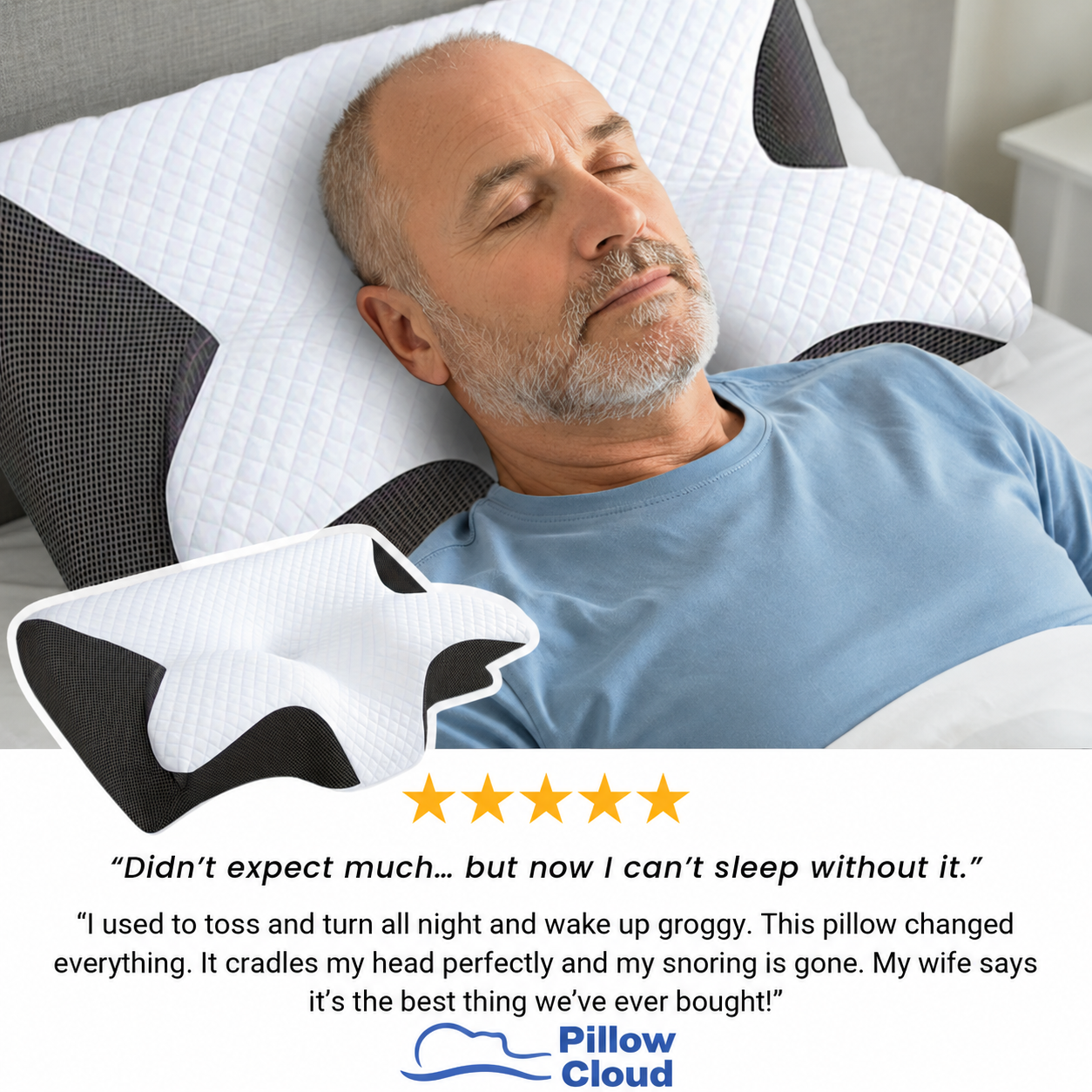 The Pillow That Silences Snoring - By Fixing Your Sleep Posture | Father's Day 60% OFF